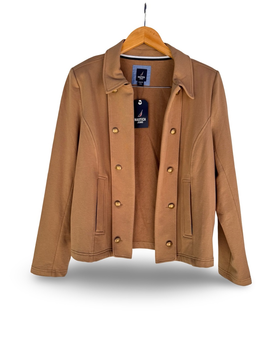 Nautica Women’s Camel Double-Breasted Pea Coat 95% Cotton 5% Elastane